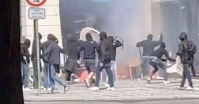 West Ham fans attacked with chairs and fireworks as trouble flares before Fiorentina clash