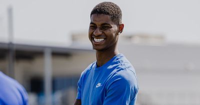 Manchester United star Marcus Rashford pays surprise visit to US football academy