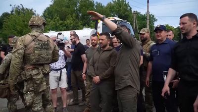 Volodymyr Zelensky visits Kherson to see flooding devastation after dam breach