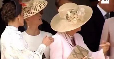 Awkward moment Camilla gives Kate subtle reminder while she's chatting away