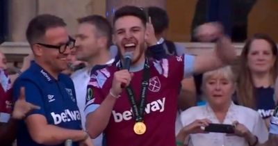BBC apologise for Declan Rice's X-rated outburst live on air during West Ham celebrations