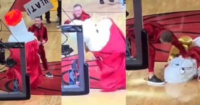Conor McGregor knocks out Miami Heat mascot with huge left hook and hits it on the floor