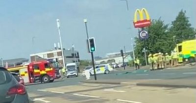 Ambulance involved in crash on busy Gateshead road with four people taken to hospital