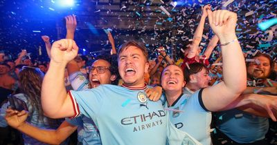 Man City fans go wild as they celebrate historic Champions League and treble win