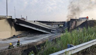 Section of heavily traveled I-95 collapses in Philadelphia after tanker truck catches fire