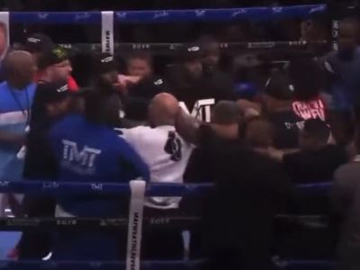 Floyd Mayweather vs John Gotti III fight ends with mass brawl in ring