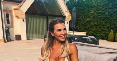 Christine McGuinness keeps it real as she tucks into pizza while sporting tiny bikini after risking flashing blunder