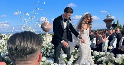 Wales footballer Kieffer Moore and model wife celebrate wedding with lavish Rome party