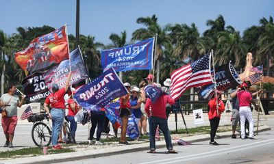 Donald Trump arrives in Florida on eve of arraignment; Miami police say they can handle crowds of up to 50,000 – as it happened