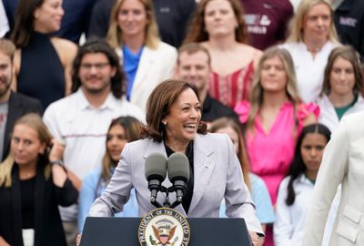 NCAA champion athletes go to White House, where Vice President Kamala Harris celebrates them