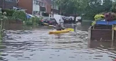 Train delays, halted Man City celebrations and a man sailing down street in a KAYAK amid torrential rain