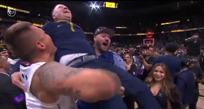 The Jokic brothers tossed coach Mike Malone in the air (again!) after the Nuggets won the NBA Finals