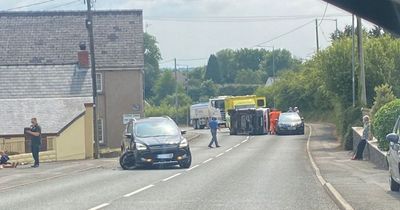 Car left on its side and person rushed to hospital after crash on busy road into Tenby