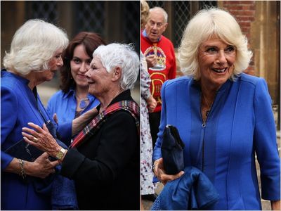 Queen Camilla ditches royal protocol when greeting Joanna Lumley and Judi Dench