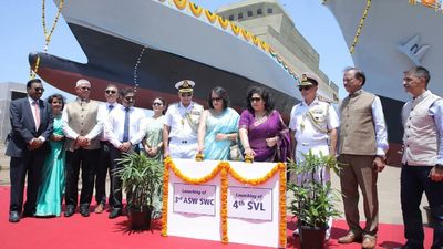 Two warships launched, keel laid for a 3rd vessel