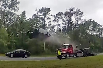 Driver whose car vaulted over tow truck says: 'I thought I was going to die'