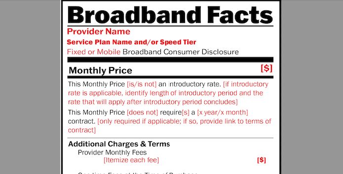 Comcast Complains FCC Broadband Nutrition Label…