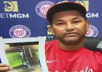 Dave Martinez was so mad at an ump’s non-call that he used a printed photo to complain