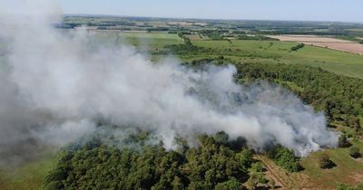 Wildfire 'size of five football pitches' still burning at nature reserve near Newcastle Airport