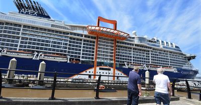 Huge cruise ship with butler service docks in Liverpool