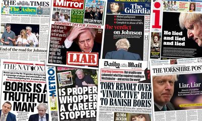 ‘End of the road for Johnson’: what the papers say as the privileges committee delivers its verdict