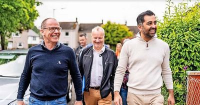 First Minister Humza Yousaf pictured on campaign trail in Perth