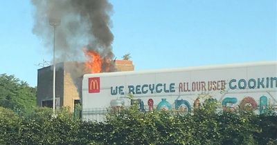 McDonald's lorry bursts into flames on busy Scots road as fire crews race to scene