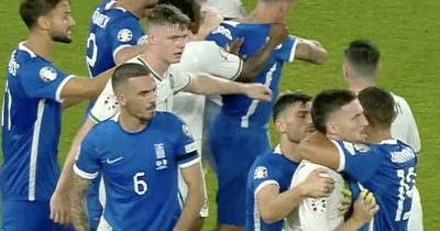 Watch Greece vs Ireland descend into madness as Matt Doherty sent off amid ugly stoppage time scenes