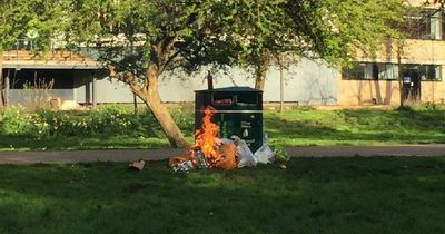 Warning issued as bags of rubbish go up in flames in middle of Cardiff park