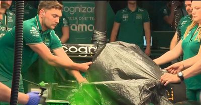 Lance Stroll covered by bin bag at Canadian GP as Ted Kravitz explains Aston Martin idea