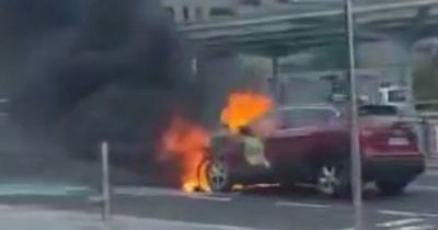 Taxi breaks out in flames at Dublin Airport