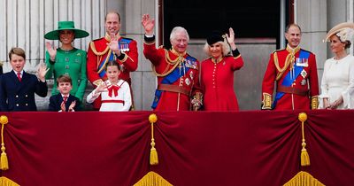 King thanks Trooping crowds from palace balcony as young Louis steals show