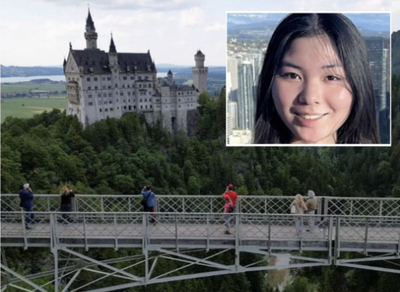 US student leaves hospital after being thrown down cliff at German castle where friend was killed