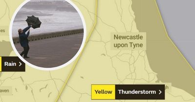 New yellow weather warnings for the North East as thunder and heavy rain to continue into Monday