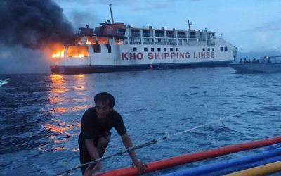 Philippine coast guard rescues 120 people from ferry fire