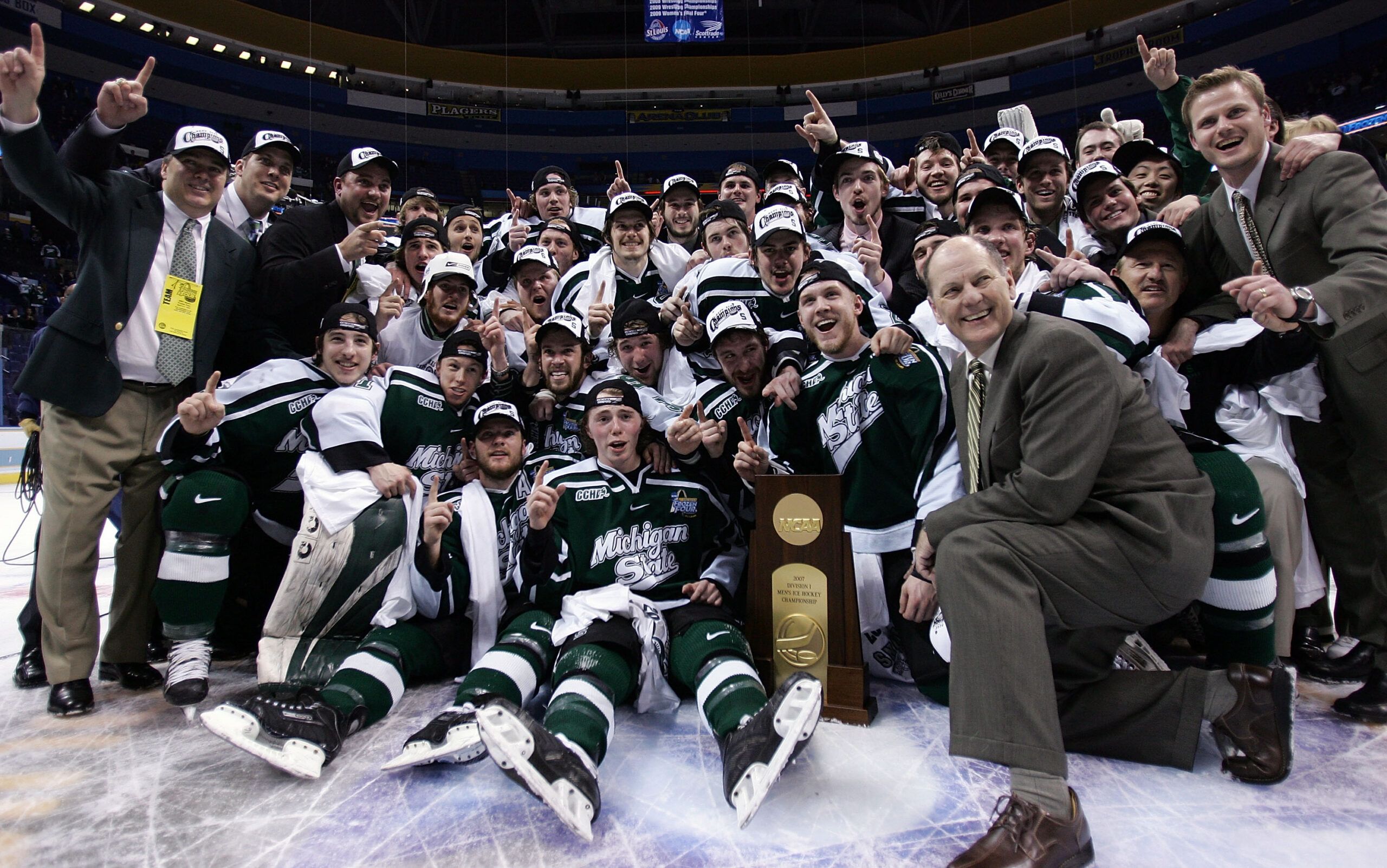 Rick Comley Two former Michigan State hockey members being…