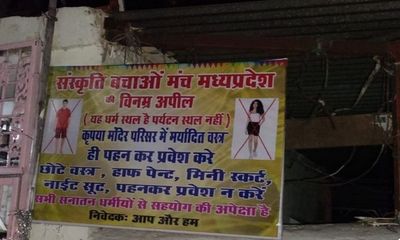 MP: Posters put up in Bhopal temples ban entry wearing western clothes