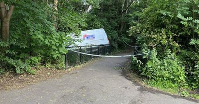 Edinburgh locals baffled as white van crashes into burn on public pathway