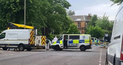 Man rushed to hospital after being hit by a fallen lamppost on Glasgow street