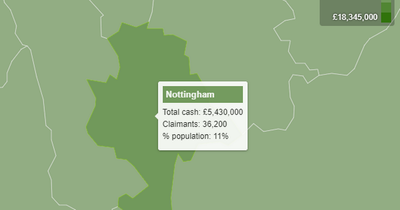 The areas of Nottinghamshire where £105 DWP payments will start being paid