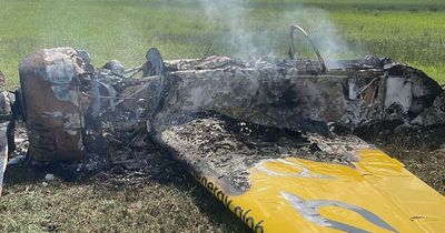 Miracle pilot cheats death as plane crash lands and bursts into flames in Longford