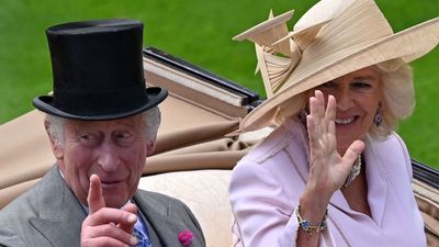 Queen Camilla shuns quiet luxury with statement jewelry and luxe baby-pink coat dress at Royal Ascot 2023