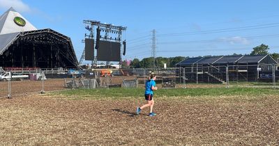 Runners spotted at Glastonbury Festival for an early-morning jog on day two