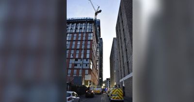Two men climb huge crane in city centre sparking emergency response