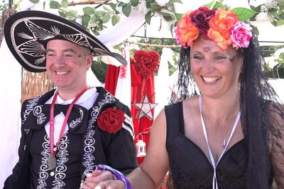 Glastonbury regulars seal marriage during intimate handfasting ceremony