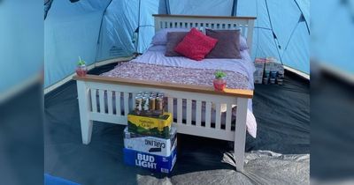 Man walked six miles to bring his entire double bed to Glastonbury