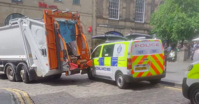Police van in crash with bin lorry on busy Scots road