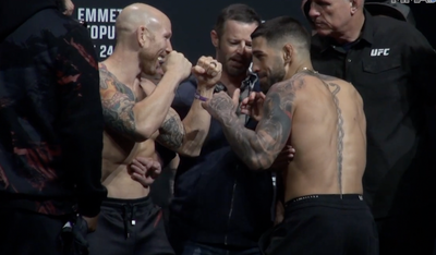 UFC on ABC 5 video: Josh Emmett vs. Ilia Topuria faceoff at ceremonial weigh-ins