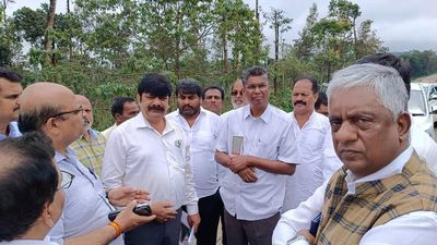 Karnataka PWD Minister Jarkiholi inspects highway works