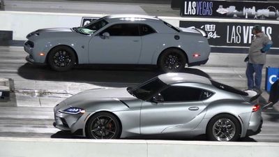 Toyota Supra Drag Racing Challenger Hellcat Puts Up A Good Fight